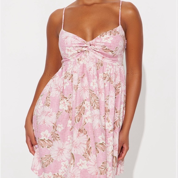 Pink Floral Mini Dress - Picture 2 of 5